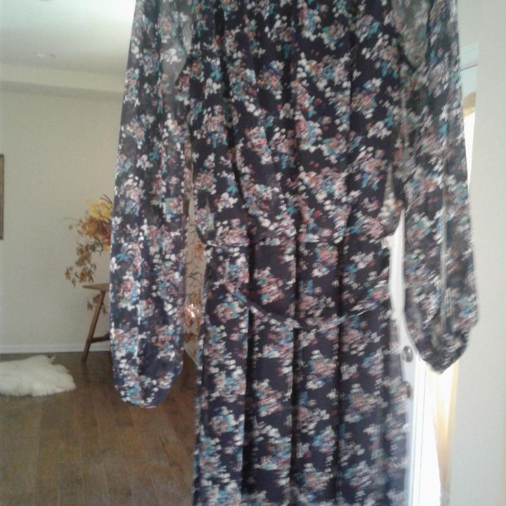 Navy flower print dress/tunic